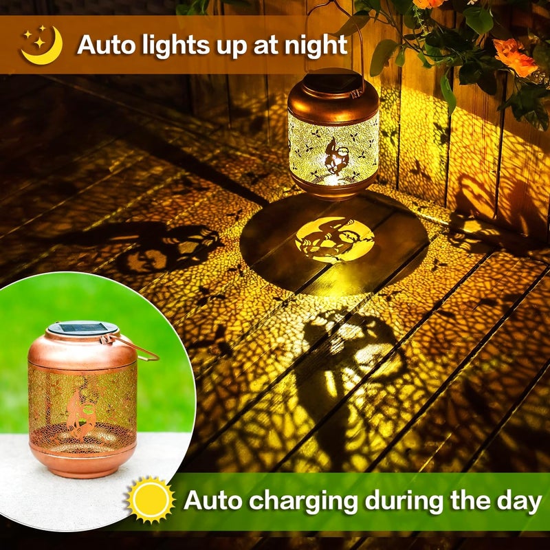 EZTZEN 2 Pack Sloth Solar Lanterns Outdoor Waterproof Hanging Solar Lights Sloth Gifts for Women Men Mom Metal Decorative LED Outdoor Lanterns for Patio, Lawn, Landscape, Garden Decor, Yard Decorations - Image 5